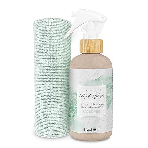 Studio TOV Organic Yoga Mat Cleaner Spray | 8 fl oz With Microfiber Cloth | Made in USA | Yoga Mat Spray for All Mats and Pilates + Yoga Accessories | Gym Equipment Cleaner - Image 1