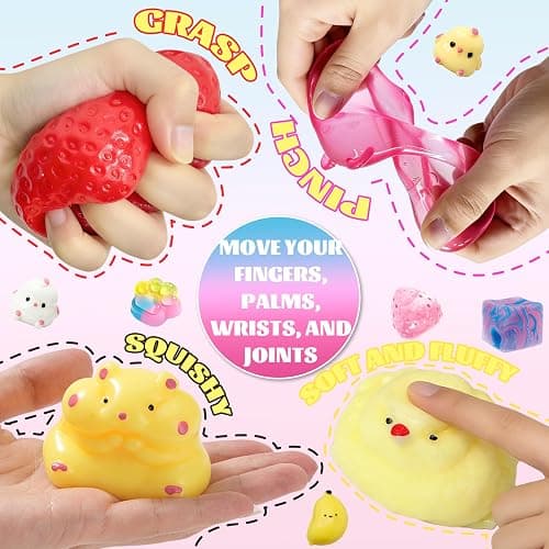 15Pcs Taba Squishies Kit, Squishies Fidget Toys, Including Strawberry, Cat Paw, Hamster Toy, Stress Relief Toys Party Favors for Kids 4-8 8-12, Sensory Toys Birthday Easter Gifts thumbnail 4