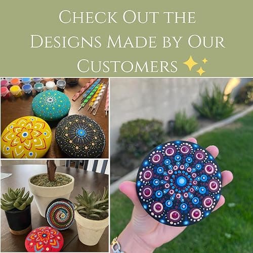 MoonGarden Mandala Rock Painting Kit - Mandala Dotting Tools Kit - Large Wooden Rocks for Painting, Stencils, Acrylic Paints, Dotting Tools for Rocks - Dot Art Kit for Adults & Kids thumbnail 4