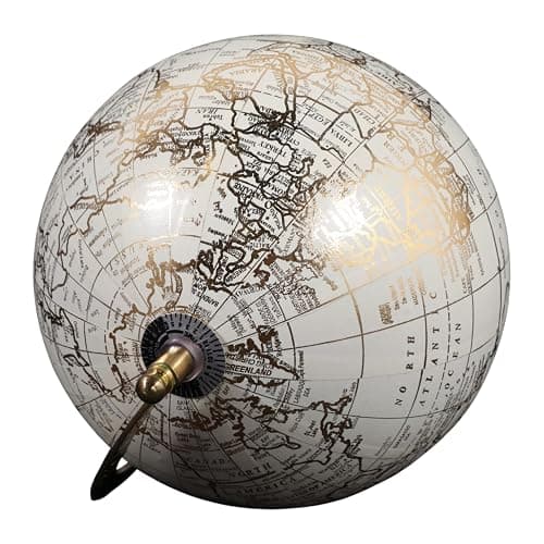 Decorative Globe with Marble Base for Home or Office Decor - Ornament for Desk, Hallway, or Coffee Table - Modern Desktop Globe for Living Room Decor or Shelf Display - 10", White & Gold thumbnail 9