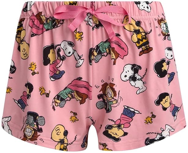 COCO BRANDS Peanuts Snoopy Womens Pajama Set - 2 Piece Short Sleeve Button Down Sleep Shirt and Pajama Shorts thumbnail 6