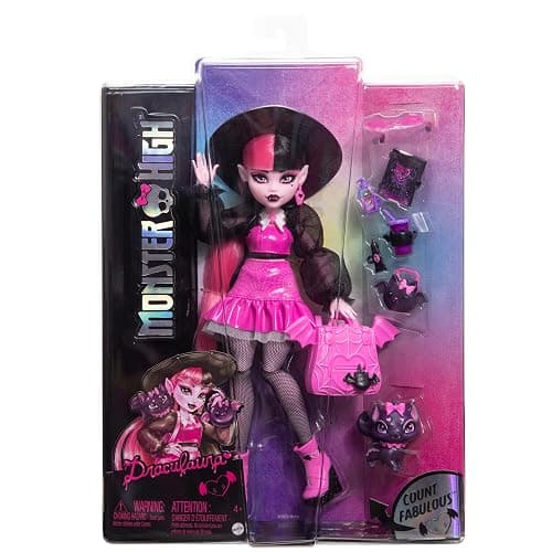 Monster High Draculaura Doll with Pet Bat-Cat Count Fabulous & Accessories Like Backpack, Spell Book, Bento Box & More thumbnail 6