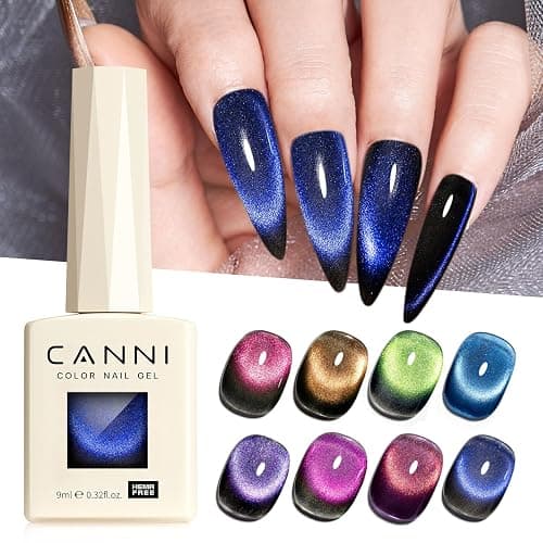 CANNI 8 Pcs 9 ML Cat Eye Gel Nail Polish Set, Red Purple Pink Blue Green Glitter Rainbow Holographic Cat Eye Gel Polish Kit with Magnet Colors Nail Art Manicure Salon DIY Gifts thumbnail 2