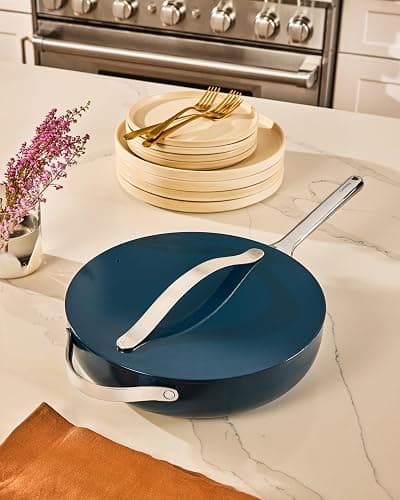Caraway Nonstick Ceramic Sauté Pan with Lid (4.5 qt, 11.8") - Non Toxic, PTFE & PFOA Free - Oven Safe & Compatible with All Stovetops (Gas, Electric & Induction) - Sage thumbnail 2