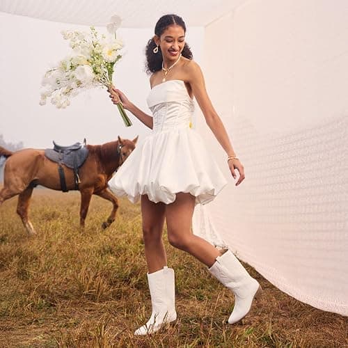 DREAM PAIRS Women's Cowboy Boots Pull On Cowgirl Boots Mid Calf Western Boots, Available in Regular and Wide Calf thumbnail 6