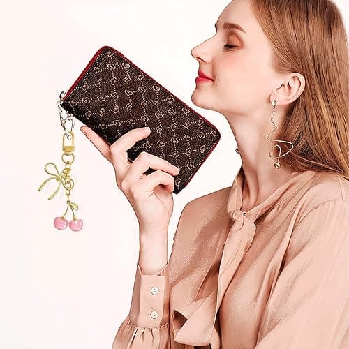 FASTFAIRY Cherry Purse Charms Bag Keychain: Leather Handbags shoulder Keyring - Cute Accessories for Fashion Women Daughter - Pink thumbnail 4
