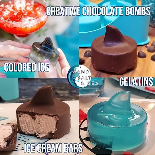 Silicone Shark Fin Ice Cube Tray, 100% Food Grade, BPA-Free Sharkweek Shark Gifts, Dishwasher Safe Silicone, Shark Party or Birthday Gift, Upright-Floating Fin Ice Mold thumbnail 3