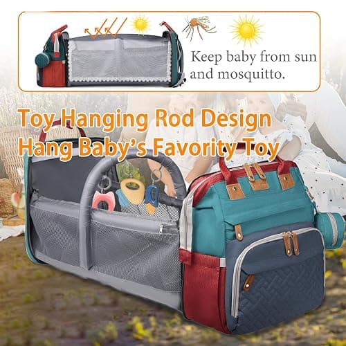 Astro alan Baby Diaper Bags with Changing Station, Waterproof Diaper Bag Backpack for Moms Dads with USB Charging Port, Baby Shower Gifts, Large Capacity diaper backpack, Red-Green-Blue thumbnail 2