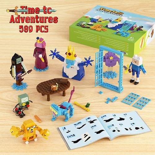 Adventure Building Set- BMO Finn Ice King Bubblegum Marceline Lumpy Space Skateboard Dog Devil Cat with Table and Door Building Block Compatible with Lego，for Adventures Cartoon Fans （589pcs） thumbnail 7