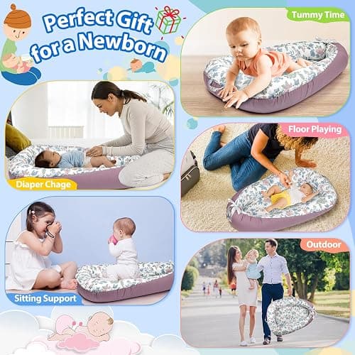 BUTOA Baby Lounger - Breathable & Soft Baby Nest, Portable and Lightweight Tummy Time Lounger for Home and Travel, Ideal Newborn Babies Essentials Baby Shower Gifts thumbnail 6