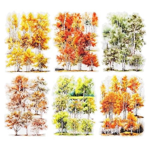 AuriicLeaf Forest PET Sticker Set, 120PCS Tree Ephemera for Scrapbooking, Journaling, Crafting, DIY Projects, and Art Supplies - Image 1