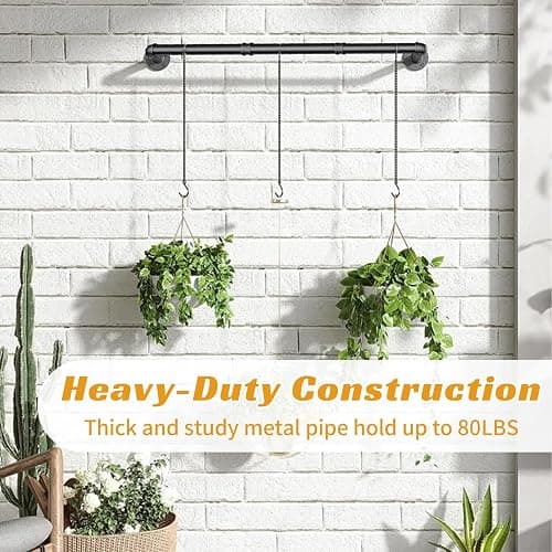 ZHLZHL 50 INCH Clothes Rack,Industrial Pipe Clothing Rack Wall Mounted,Heavy Duty Iron Garment Rack Retail Display Clothes Rod for Closet,Laundry Room,Black thumbnail 6