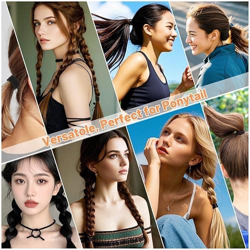 Anezus 200 Pcs Hair Ties for Women Girls Hair Elastics Hair Bands Ponytail Holders Hair Rubber Bands for Thick Straight Curly Hair (Black) thumbnail 7