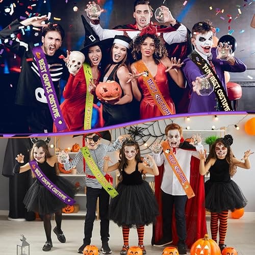 59 Pcs Halloween Costume Contest Awards for Adult Halloween Party Supplies | 4 Acrylic Skeleton Halloween Trophies, 4 Award Sashes, Ballot Box, 50 Voting Cards thumbnail 7