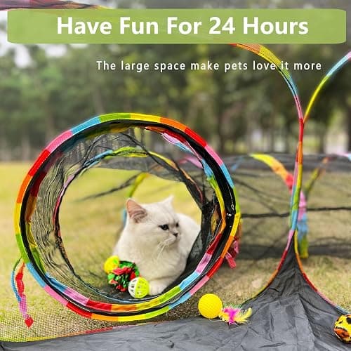 Outdoor Cat Enclosures, Cat Playground Portable Mesh Tent, Outside Circle Playpen Tunnel for Kitty, Rabbit, Puppy and Small Animals thumbnail 2