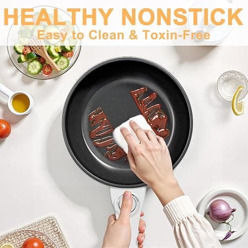 Dezin Hot Pot Electric Upgraded, Non-Stick Sauté Pan, Rapid Noodles Electric Pot, 1.5L Mini Portable Hot Pot for Steak, Egg, Fried Rice, Ramen, Oatmeal, Soup with Power Adjustment thumbnail 6