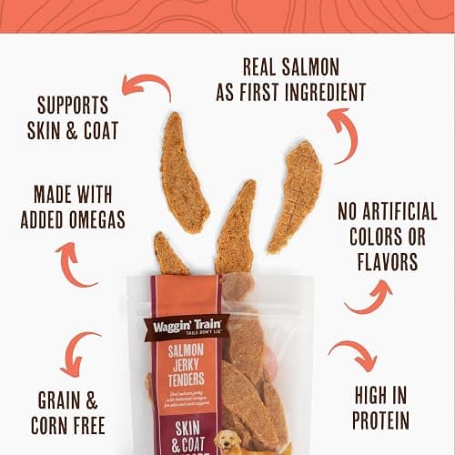 Waggin' Train Salmon Jerky Tenders for Skin & Coat Support for Dogs - 12 oz Pouch - Grain Free, High Protein Dog Treat thumbnail 5