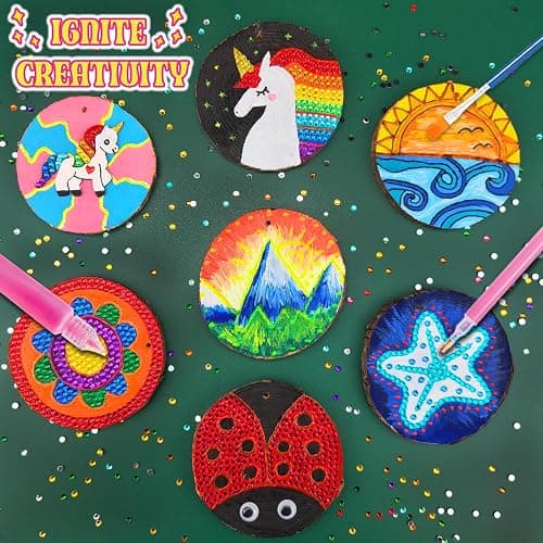 klmars Kids Wooden Painting Kit-Glow in The Dark-Arts & Crafts Gifts for Boys Girls Ages 5-12-Craft Activities Kits - Creative Art Toys for 5, 6, 7, 8, 9, 10, 11 & 12 Year Old Kids thumbnail 2