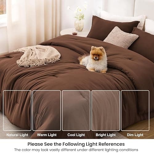 Love's cabin Brown Twin/Twin XL Comforter Set, 2-Piece Prewashed Bed Set with 1 Comforter (66 x 90 in) & 1 Pillowcase, Lightweight & Breathable for All Seasons thumbnail 6