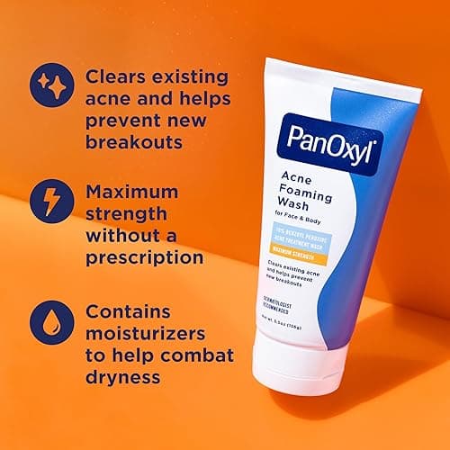 PanOxyl Acne Foaming Wash Benzoyl Peroxide 10% Maximum Strength Antimicrobial, 5.5 Oz - 5.5 Ounce (Pack of 1) thumbnail 4