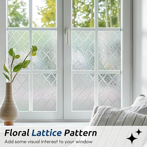 rabbitgoo Window Privacy Film, Decorative Privacy Window Film Sun Blocking, Frosted Glass Cling for Home Door, Non-Adhesive Static Cling Sticker Covering Heat Blocker, Clear, 17.5" x 78.7" thumbnail 4