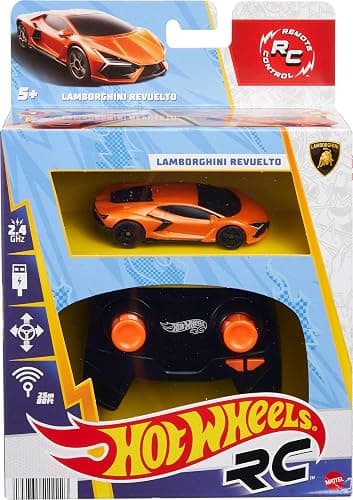 Hot Wheels RC Toy Car, Remote-Control Lamborghini Revuelto in 1:64 Scale, Recharge with USB Cable, Races & Stunts On- and Off-Track with Turbo Boost thumbnail 6