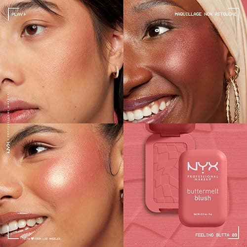 NYX PROFESSIONAL MAKEUP Buttermelt Powder Blush, Fade and Transfer-Resistant Blush, Up to 12HR Make Up Wear, Vegan Formula - Feeling Butta thumbnail 5