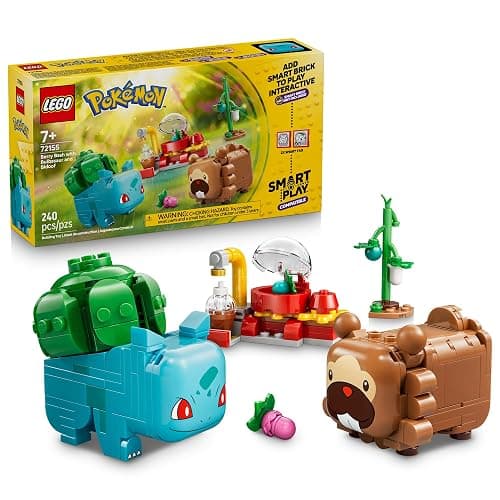 LEGO Pokémon SMART Play: Berry Bash with Bulbasaur and Bidoof 72155 | Compatible Set, Building Toys, Boys & Girls, Ages 7+, Interactive Pokémon Toys, 2 SMART Tags, 240 pieces, Gift Idea - Image 1