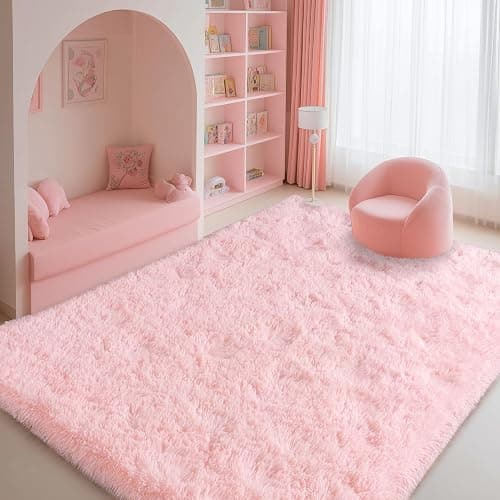 plumlik Pink Rugs for Living Room, 6x9 Area Rug for Bedroom Girls Kids Room, Fluffy Shaggy Shag Carpet, Soft Non Slip Aesthetic Decor for Home thumbnail 5