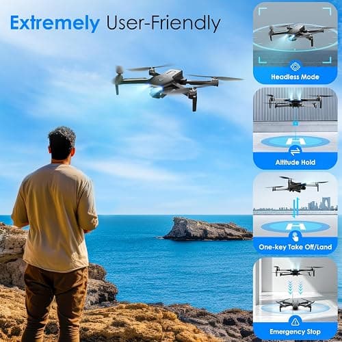 Drone with Camera, 1080P FPV Foldable Drone with Brushless Motor, One Key Take Off/Land, Altitude Hold, 360° Flip, Gravity Control, 2 Batteries, 3 Speeds Mini Drone for Kids Beginners thumbnail 5