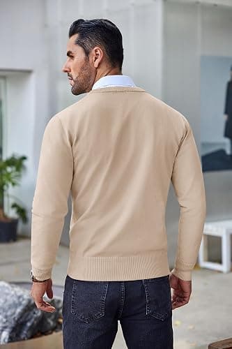 COOFANDY Men's Crew Neck Sweater Slim Fit Lightweight Sweatshirts Knitted Pullover for Casual Or Dressy Wear thumbnail 3