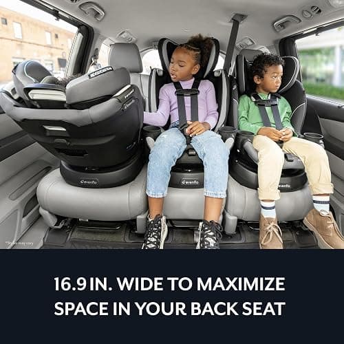 Evenflo Revolve360 Slim 2-in-1 Rotating Car Seat | with Quick Clean Cover, Rear-Facing and Forward-Facing Modes, Infant-6 Years, 4-65 lbs (Salem Black) thumbnail 3