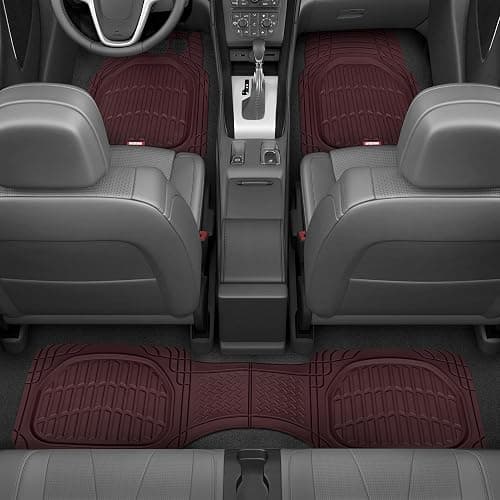 BDK Red All Weather Heavy Duty Car Floor Mats Interior Liners for Auto Van Truck SUV, Heavy Duty All Weather Protection, Fits Front & Rear thumbnail 2