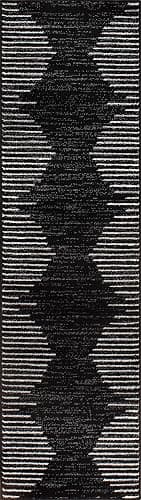 Rugshop Bohemian Stripe Stain Resistant High Traffic Living Room Kitchen Bedroom Dining Home Office Runner Rug 2' x 7' Black thumbnail 2