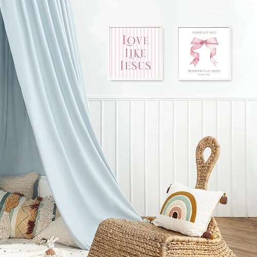 LARTSFRO Coquette Pink Bow Jesus Wall Art Decor Posters, Light Pink Bow Christian Room Bathroom Bedroom Dorm Wall Art Decor Aesthetic for College Teen Girls Gifts, Inspirational Bible Verses Bow Wall Decor, 8x8 Inch Set of 4 Bow Pictures(UNFRAMED) thumbnail 7