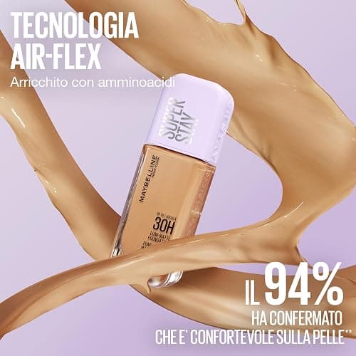 Maybelline New York Fondotinta a Lunga Tenuta, Per Tutti i Tipi di Pelle, Finish Matte Luminoso, Copertura Medio-Alta, Fino a 30H di Tenuta, Con Amminoacidi, Superstay Lumi-Matte, Tonalità: 98 thumbnail 7