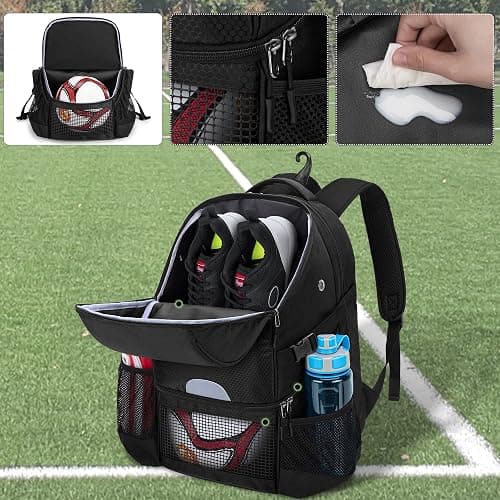DSLEAF Soccer Backpack for Men, Basketball Bag with Ball Space and Separate Shoe Space for Basketball, Soccer, Volleyball Training thumbnail 3