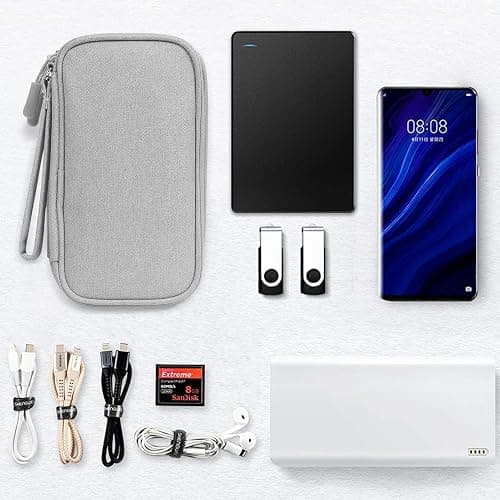 Skycase Electronic Organizer Travel Case - Waterproof Travel Cord Pouches for Organization, Cable Organizer, All-in-One Double Layers Storage Bag for Accessories, Charger, Cable, Grey- Medium thumbnail 6