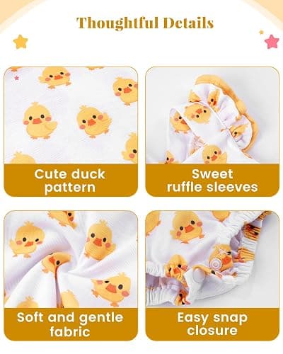 BABESIDE Reborn Baby Doll Clothes for 17- 22 Inch Dolls | 2-piece duck pattern reborn baby doll clothes outfits for 17–22 inch dolls with 1 doll romper and 1 matching headband thumbnail 3