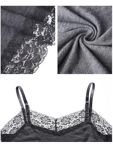 3 Pcs Women Long Camisoles Lace Tank Tops Neck Cami Adjustable Spaghetti Strap Lace Trim Tank Top for Women Wearing thumbnail 3