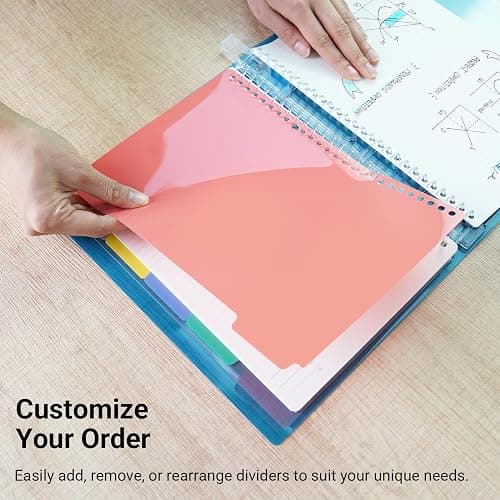 KOKUYO 5 Subject Spiral Notebook, Campus A4 Refillable Journal with 5 Tab Dividers, Up to 65 Sheet Capacity, 50 Sheets in 7mm Dotted Ruled Loose Leaf Paper, Pink thumbnail 5