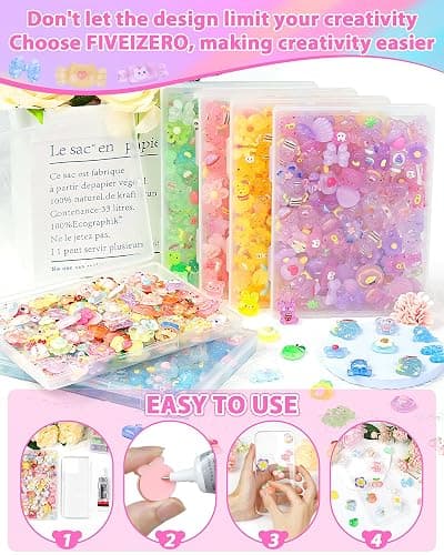 100PCS FIVEIZERO Cute Slime Charms Bulk Easter Gift Set – Kawaii Flatback Resin Charms for Crafts, Mini Decoden Acrylic Embellishments for Phone Junk Cases, Scrapbooking & DIY Decoration (Multicolor) thumbnail 6