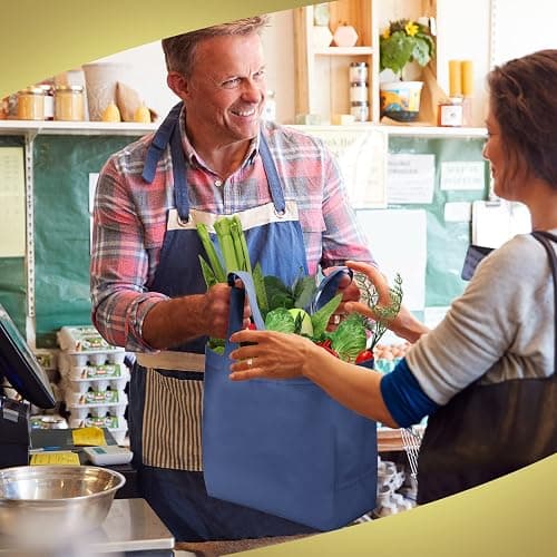 Reginary 100 PCS Reusable Totes Bags - Non Woven Grocery Handle Bags for Shop Events & Retail Store(Multicolor) thumbnail 3