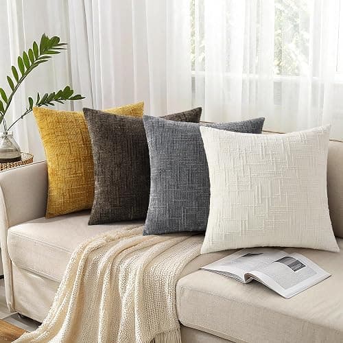 decorUhome Spring Cream White Chenille Throw Pillow Covers 18x18 Set of 2 Textured Soft Cozy Slubby Couch Pillow Covers Modern Farmhouse Boho Decorative Pillow Cases for Bed Sofa Living Room thumbnail 7
