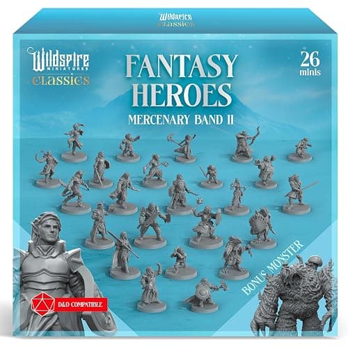 Classic Heroes - Mercenary Band II - 26 Paintable Characters for DND Miniatures Bulk I 28mm Dungeons Dragons D&D Miniatures I DND Minis D&D Figures Dungeons Dragons Figures Pathfinder Compatible - Image 1