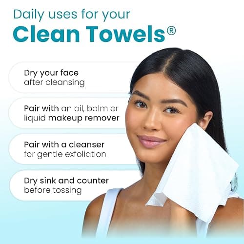 Clean Skin Club Blemish Control Clean Towels® XL, Compostable Face Towels, Light Exfoliation for Oily Skin, Eczema Association Accepted Disposable Face Towelette, Makeup Remover Dry Wipes, 50 count thumbnail 9