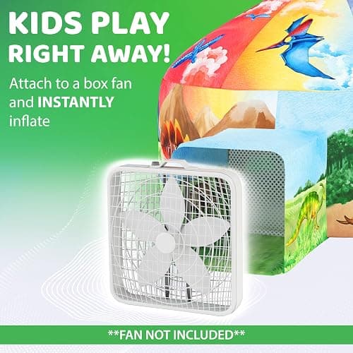 W&O Dino Aerodome with LED Lights - Inflatable Jurassic Fort for Kids Aged 3-12, Inflates in Seconds Creating an Immersive Dinosaur Experience (Fan Not Included) thumbnail 2