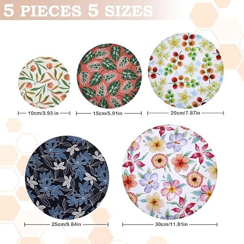 Revahope 5-Size Reusable Beeswax Bowl Covers for Bread Proofing, Cotton Cloth Flexible Beeswax Wraps for Food Storage(Tomatoes) thumbnail 3