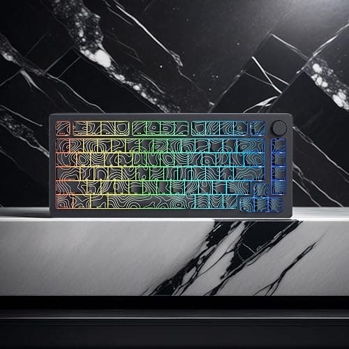 dagaladoo Double Shot PBT Keyboard keycaps Set,Black Topographic,Shine Through Custom keycap,Side Printed keycaps dye sub,Cherry Profile keycap for TKL US Layout Mechanical Keyboard(134keys) thumbnail 7