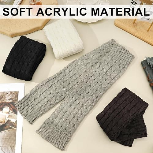 Fingertip WD Leg Warmers for Women | Winter Knee High Cable Knit Warm Long Boot Socks for 80s Accessories Party Yoga Dance thumbnail 2